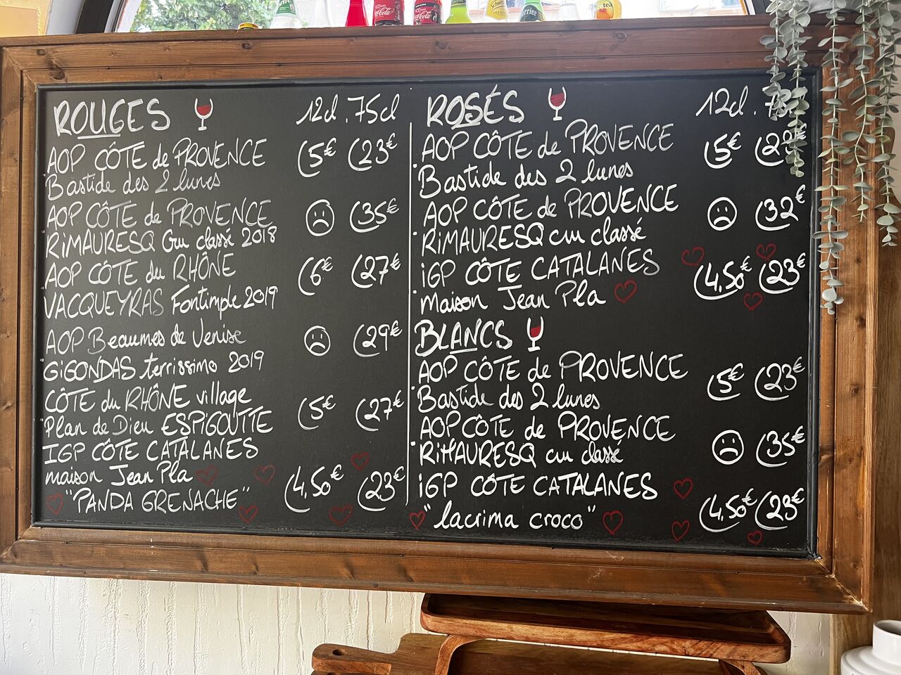 carte des vins