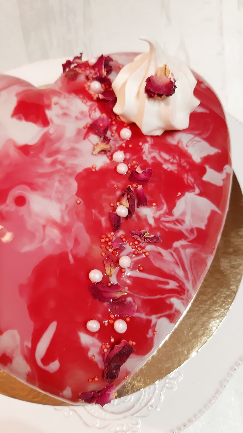 entremets chocolat lait framboises