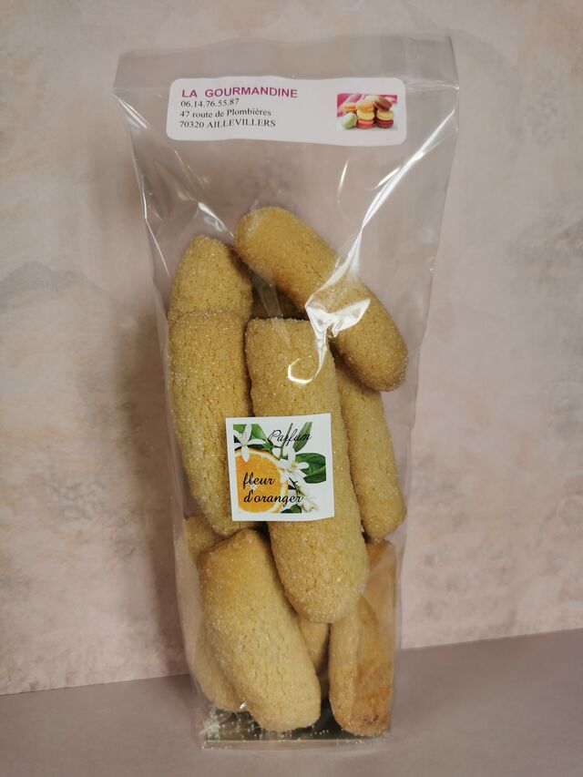Biscuit sec à la fleur d'oranger 120g 4.85€ Biscuit sans sel à base d'huile d'olive et de vin. 