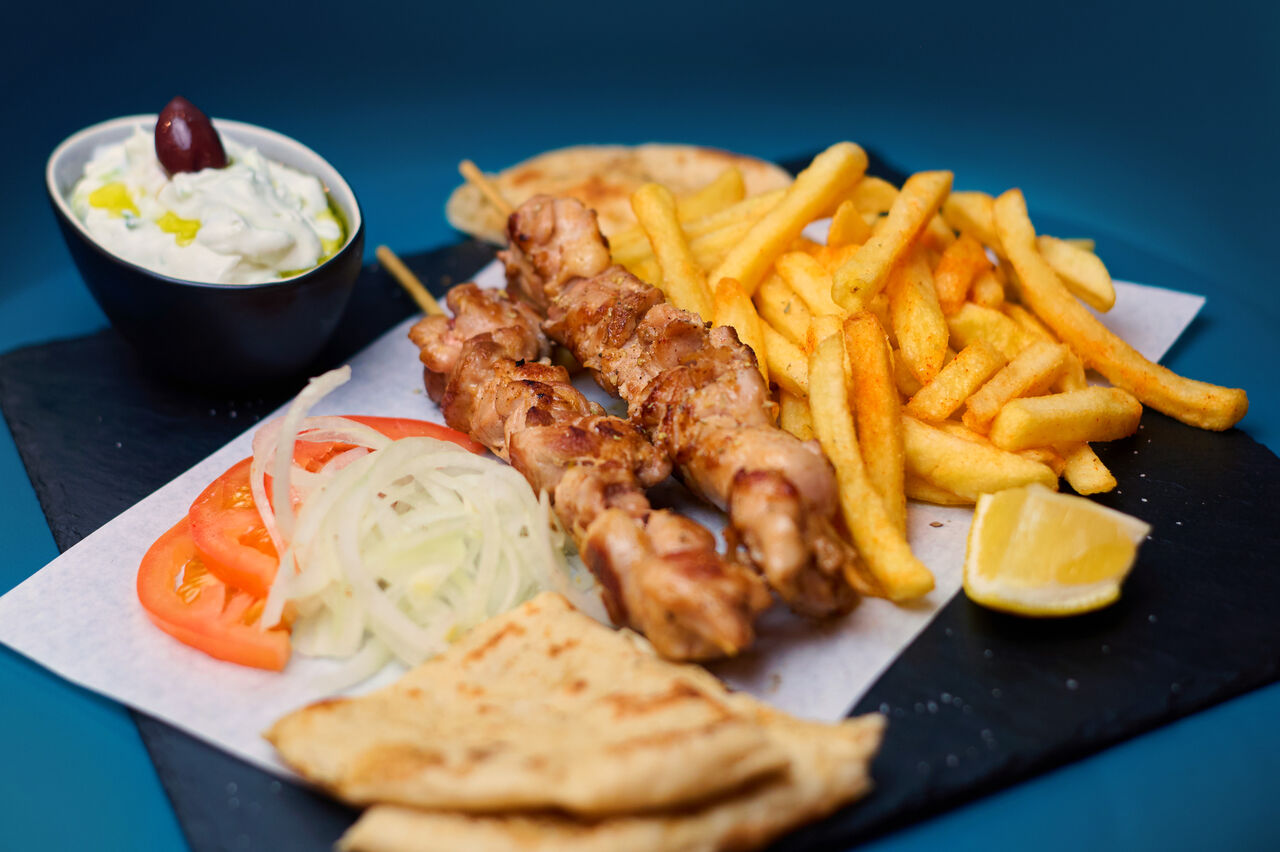 Souvlaki Teller vom Hähnchen