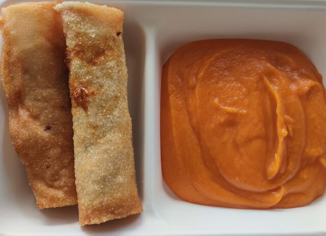 Croustillant de saumon au poireau, purée de patates douces