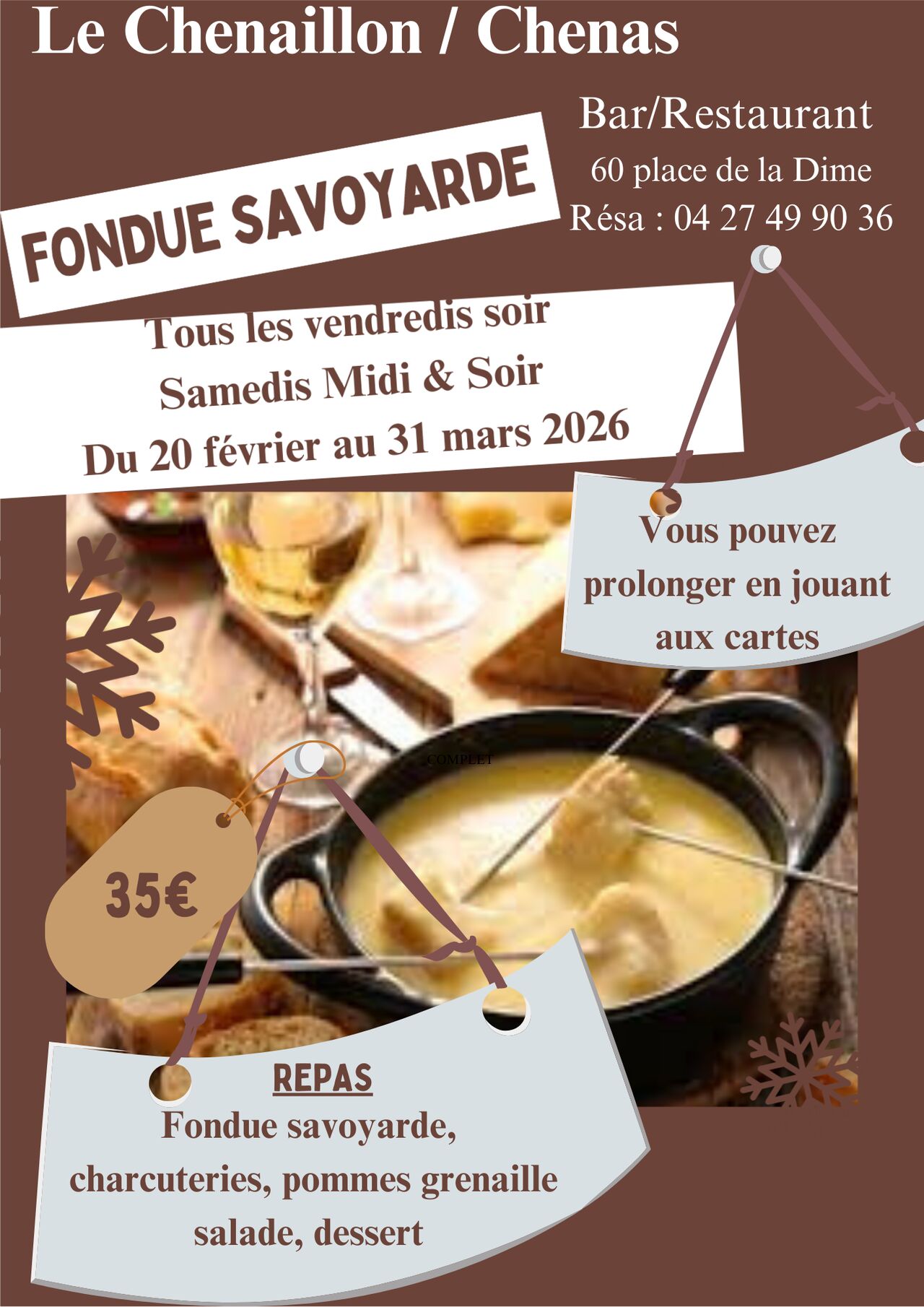 FONDUE SAVOYARDE FEVRIER -MARS 2026