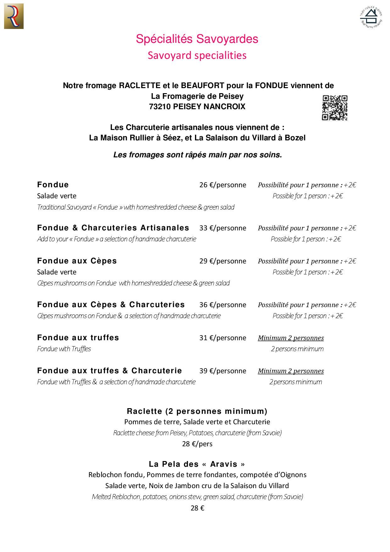 Spécialités Savoyardes