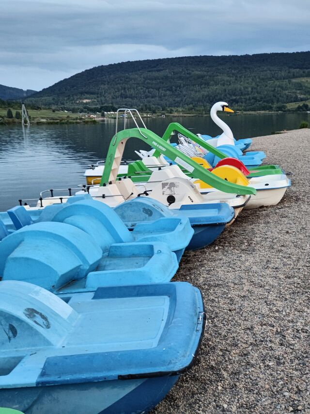 Máme k zapůjčení velký výběr ruzných druhů šlapadel s lehátky nebo skluzavkou.