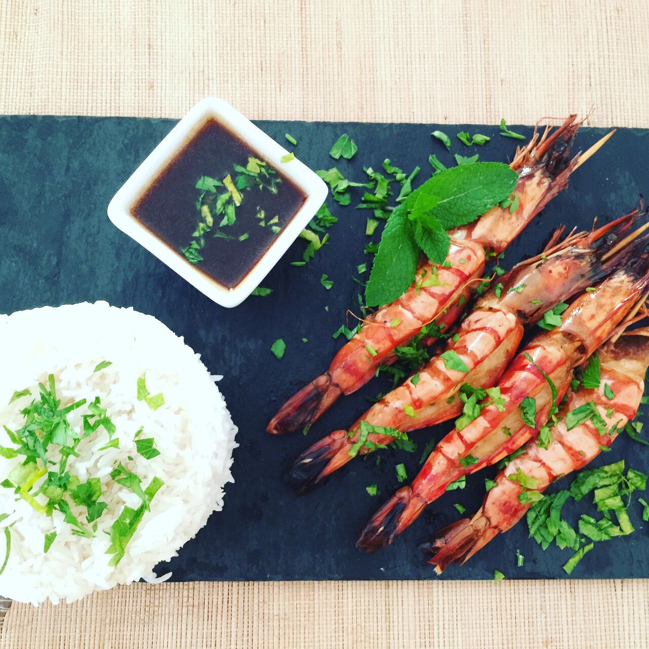 Gambas sauce d'huîtres 