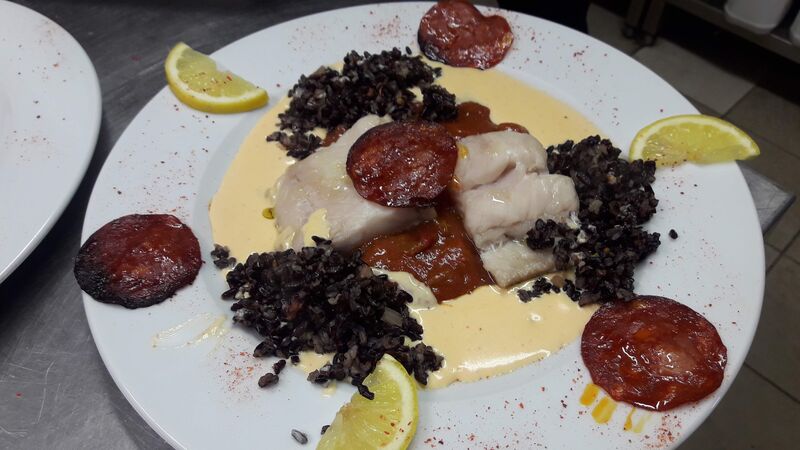 Dos de cabillaud crème de chorizo