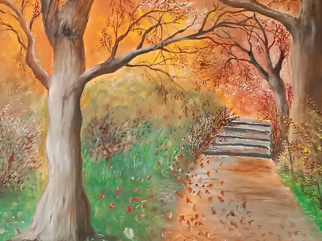 Pintura al oleo en restaurante