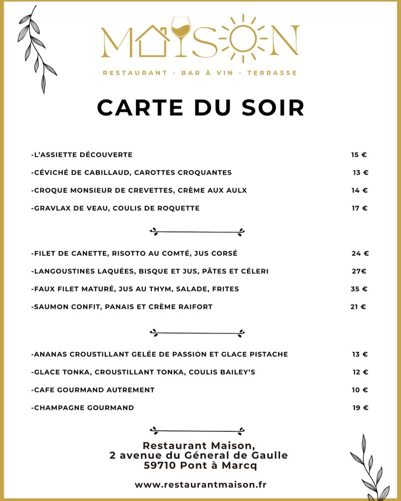 Menu du soir 13 janvier