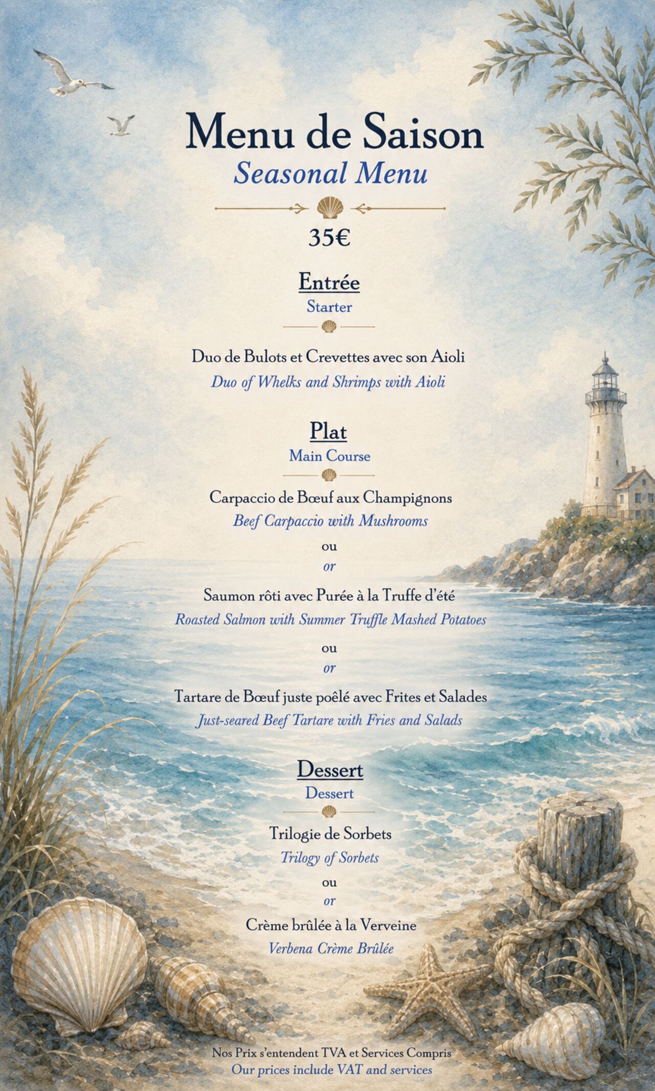 Notre menu de saison