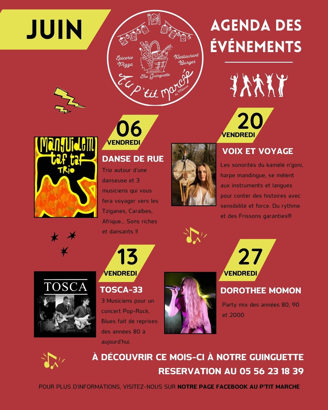 la programmation de notre guinguette