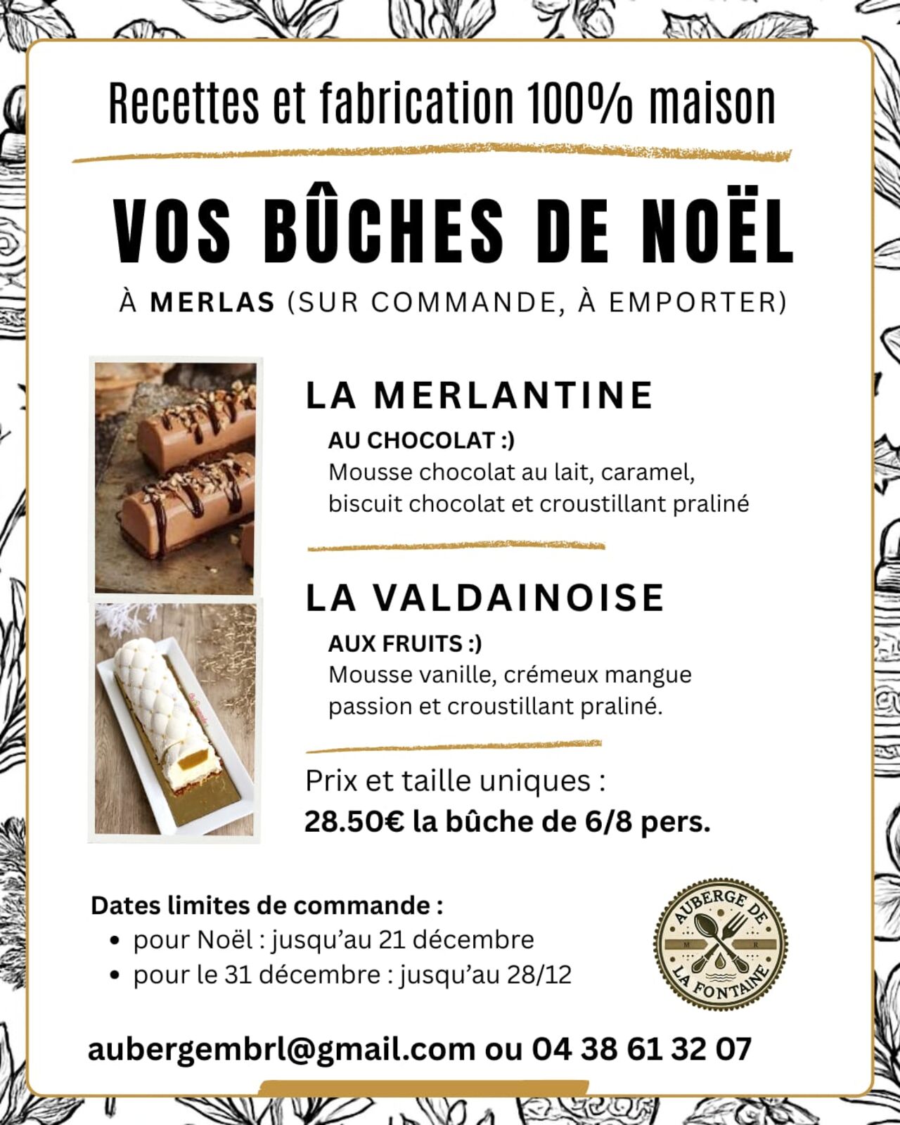 Réservez vos bûches de Noël !