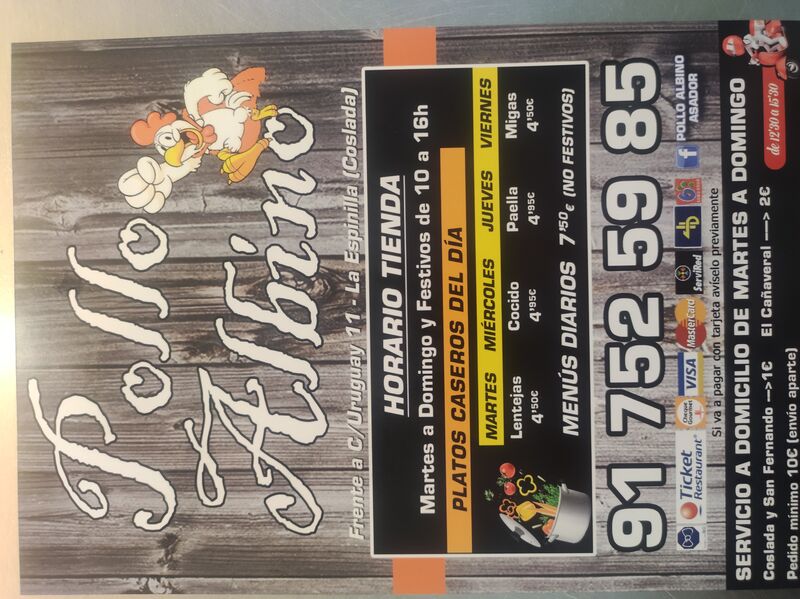 Nuestro horario de 10-16H
Lunes cerrado por descanso a no ser que sea festivo que ahí abrimos