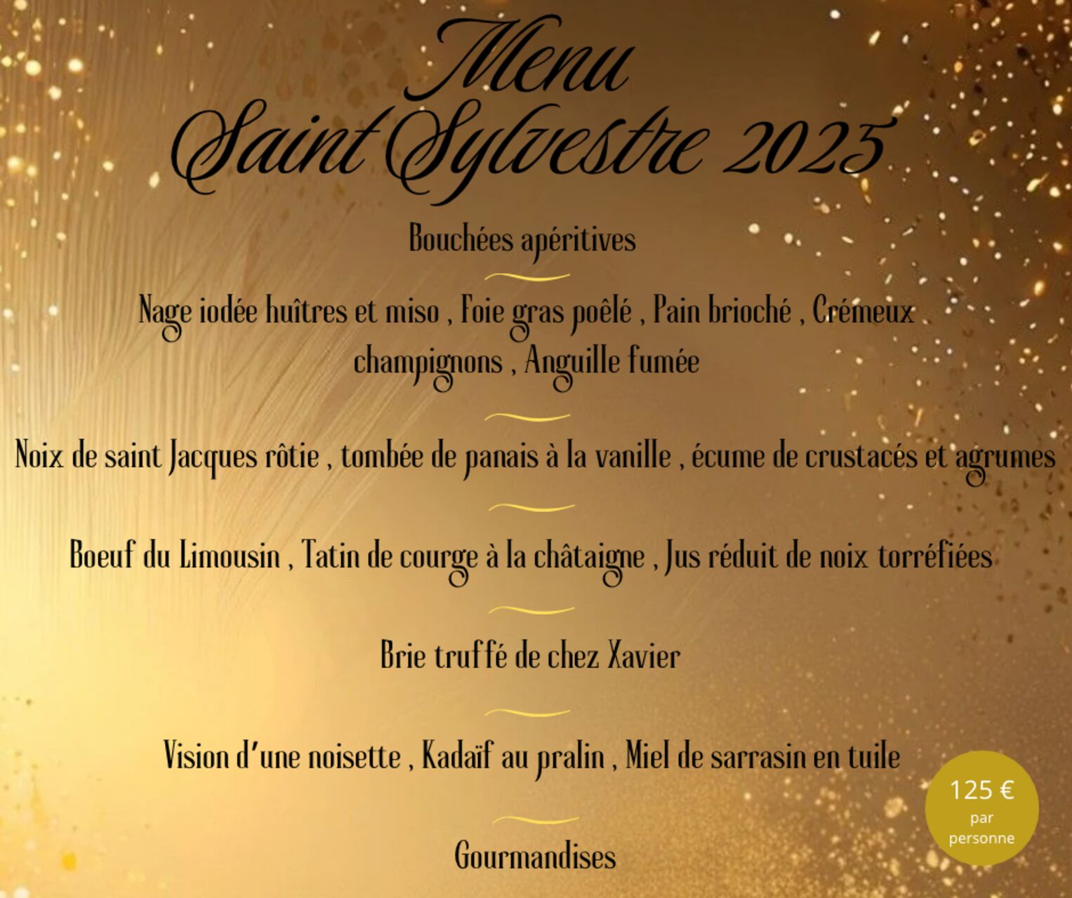 Notre menu saint-sylvestre sur place