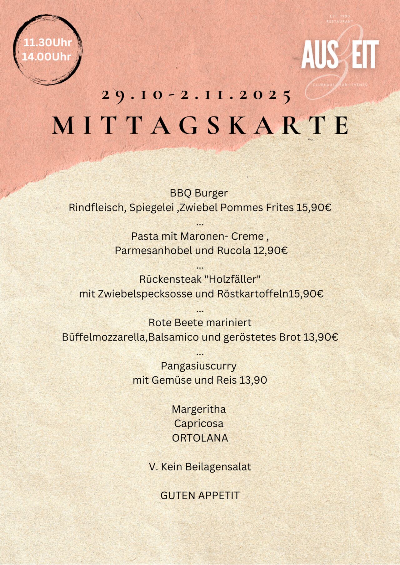 Unsere Mittagskarte