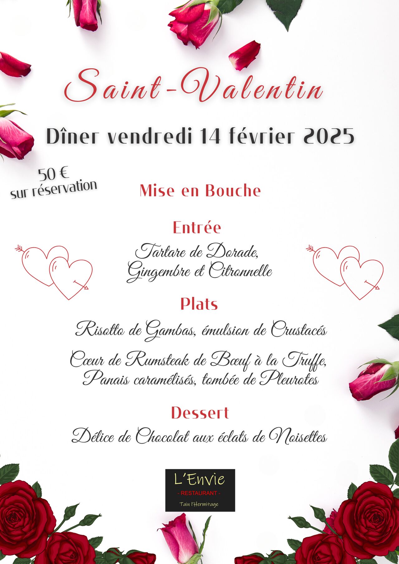 Saint-Valentin - Dîner du vendredi 14 Février 2025