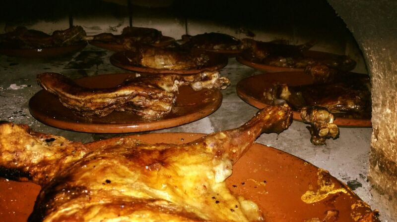 El horno asando completo