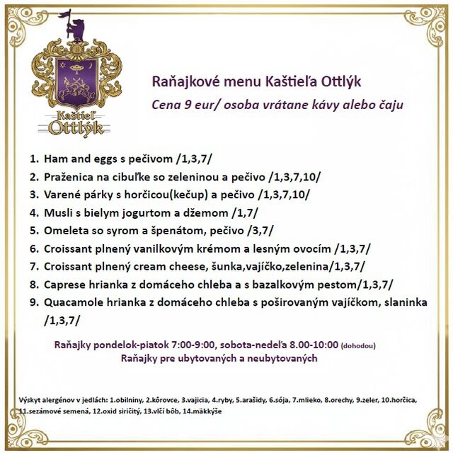 Raňajkové menu