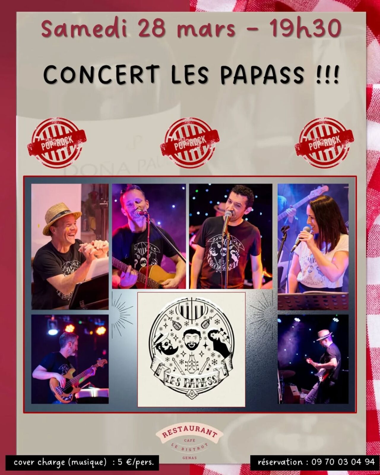 Les PAPASS sont de retour au Bistrot de Genas ce samedi 28 mars soir.