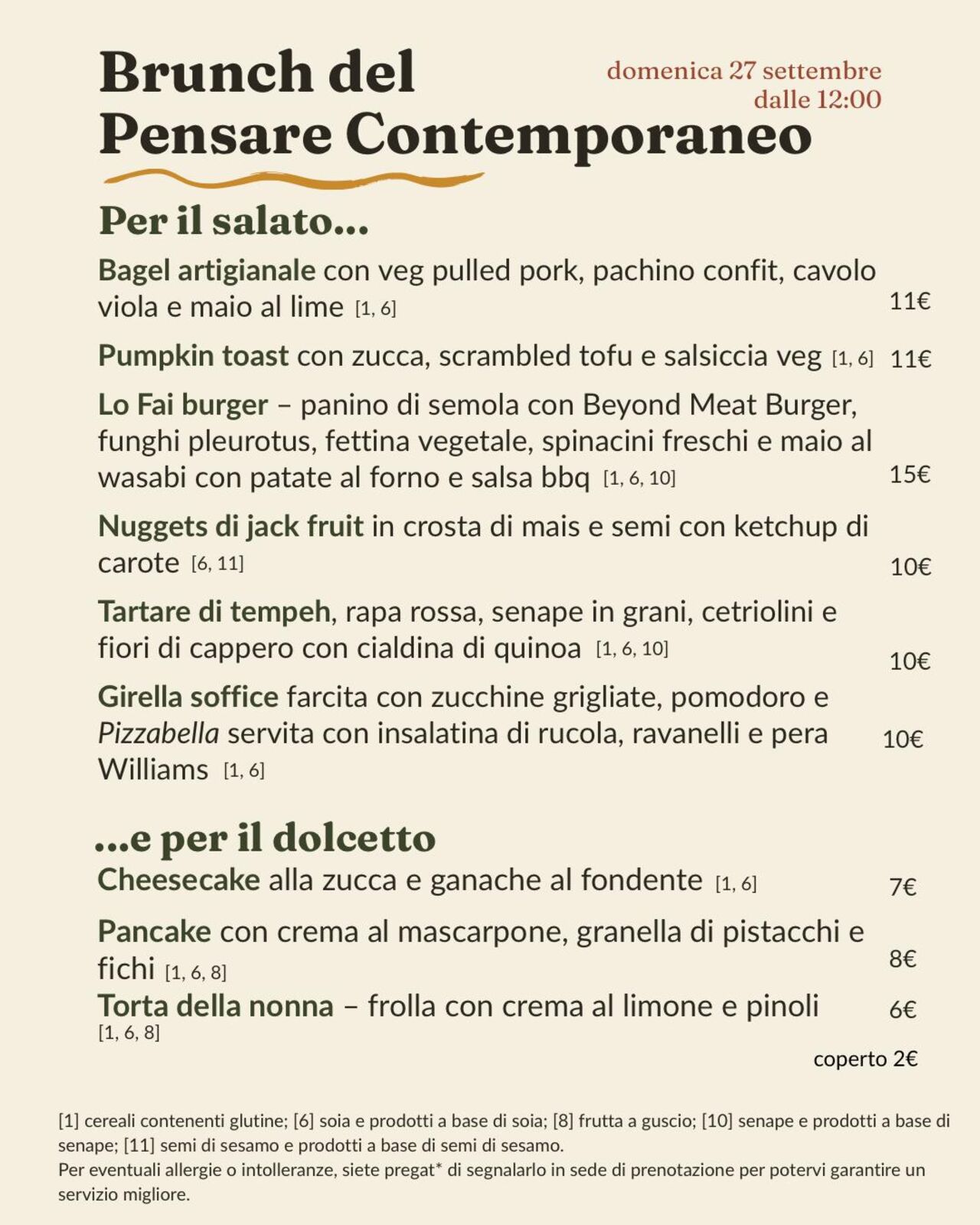 Brunch del Pensare Contemporaneo Domenica 27 Settembre 2026