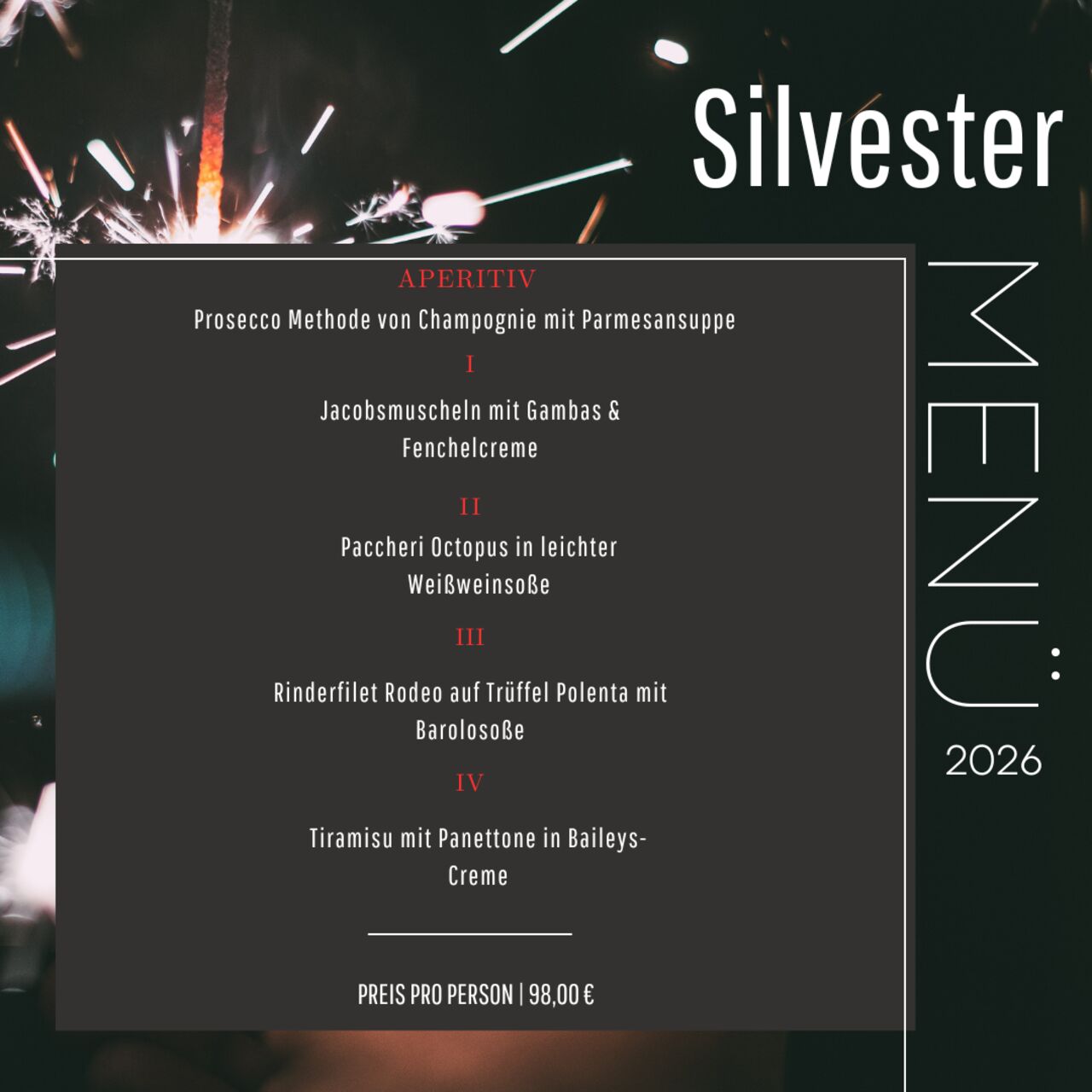 Silvester im Ristorante Zum Rad – gemeinsam ins Jahr 2026