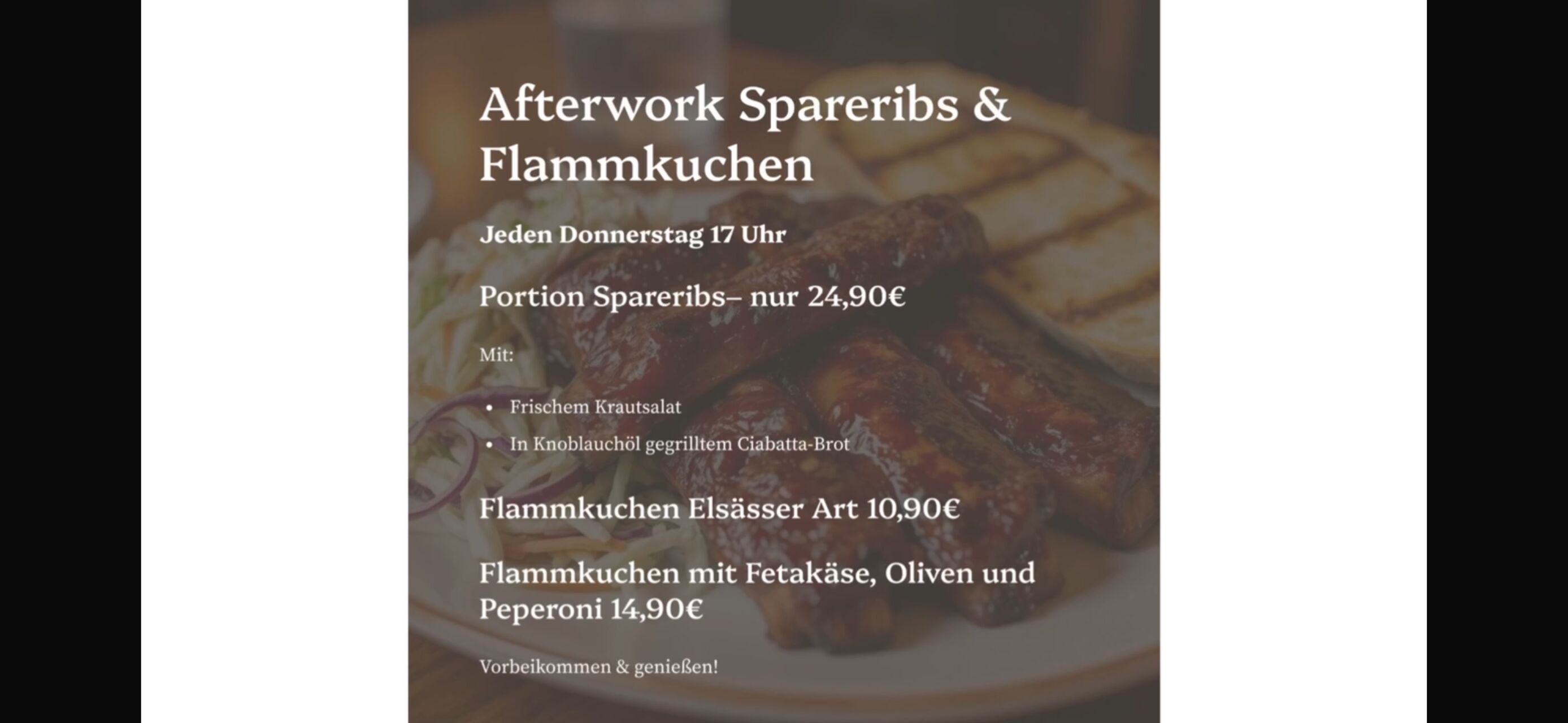 Afterwork Donnerstag Spare Rips & Flammkuchen