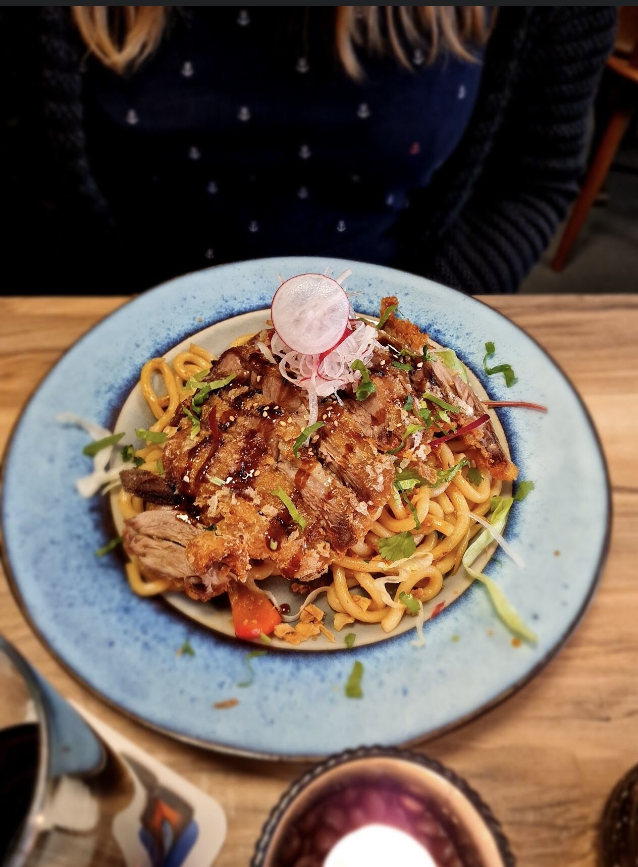 Gebratene Udonnudeln mit Ente