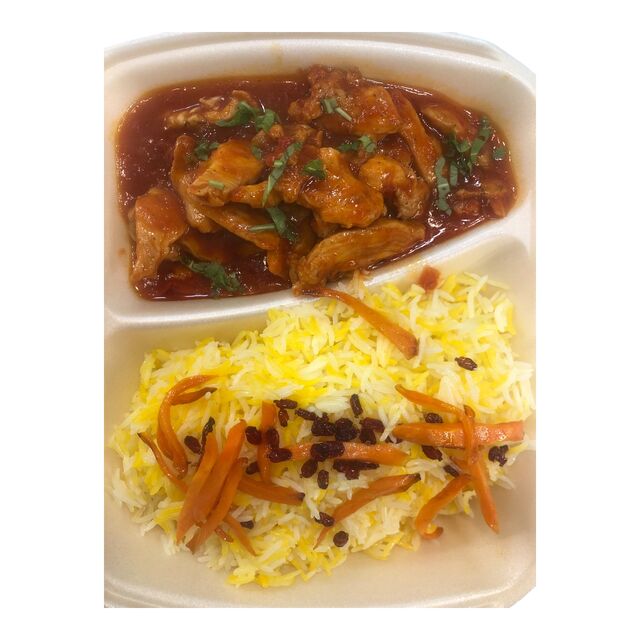 Basmati Reis Chili chicken