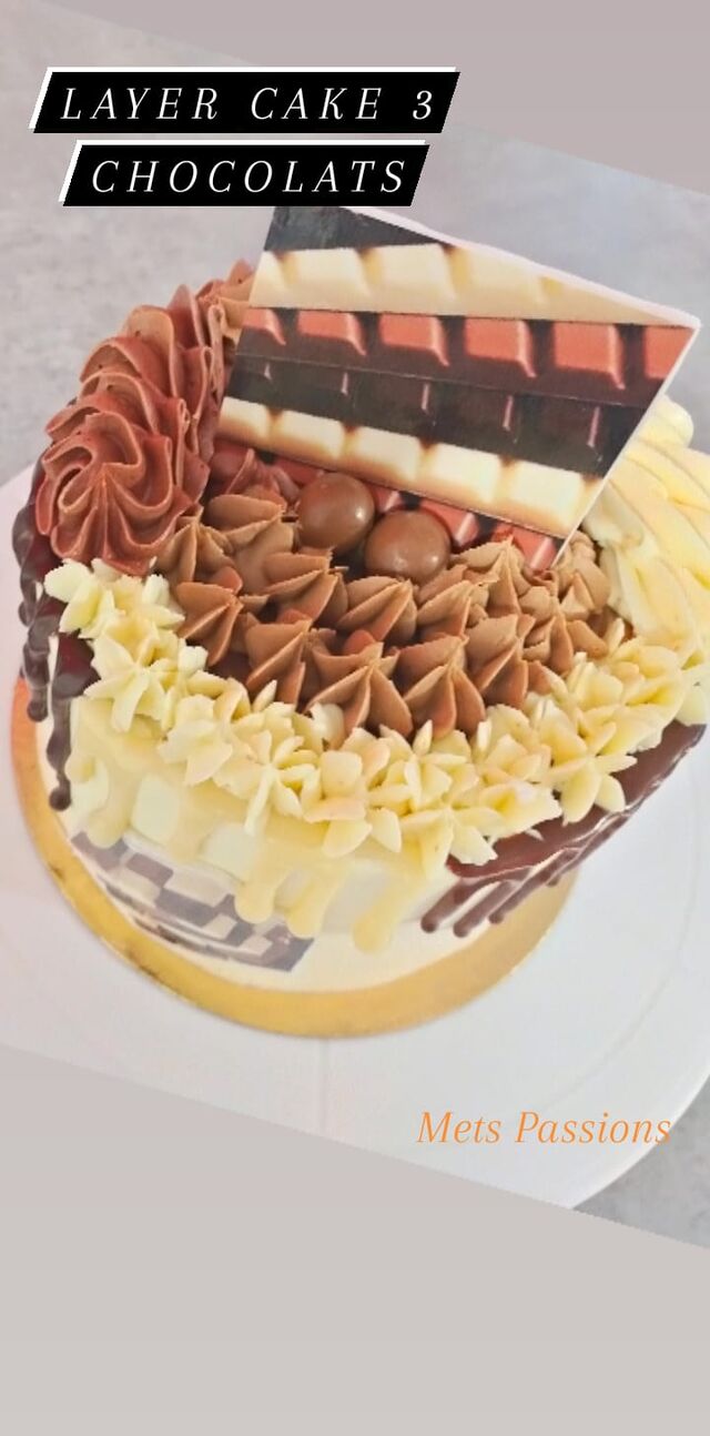 Layer cake aux hanches 3 chocolats