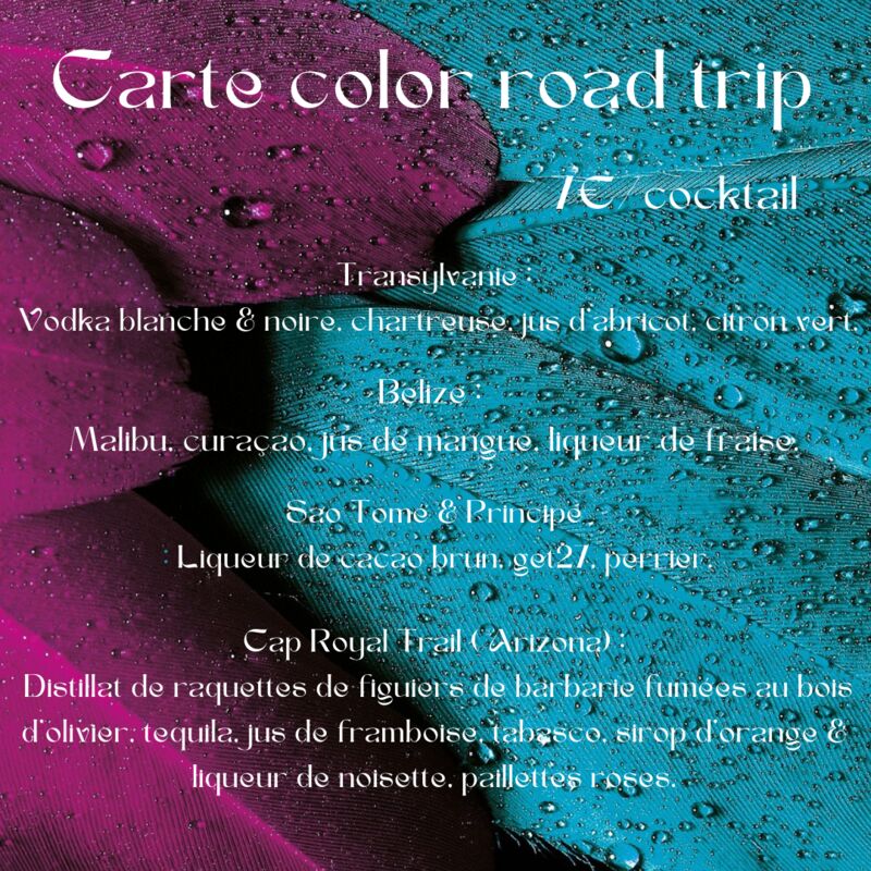 Carte des cocktails
