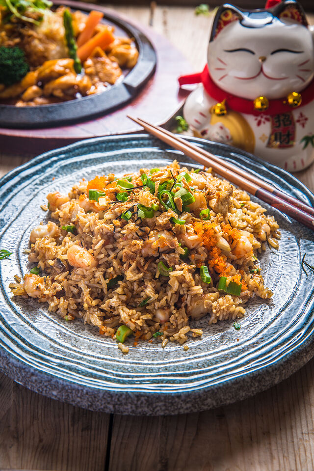 Arroz salteado con gambas