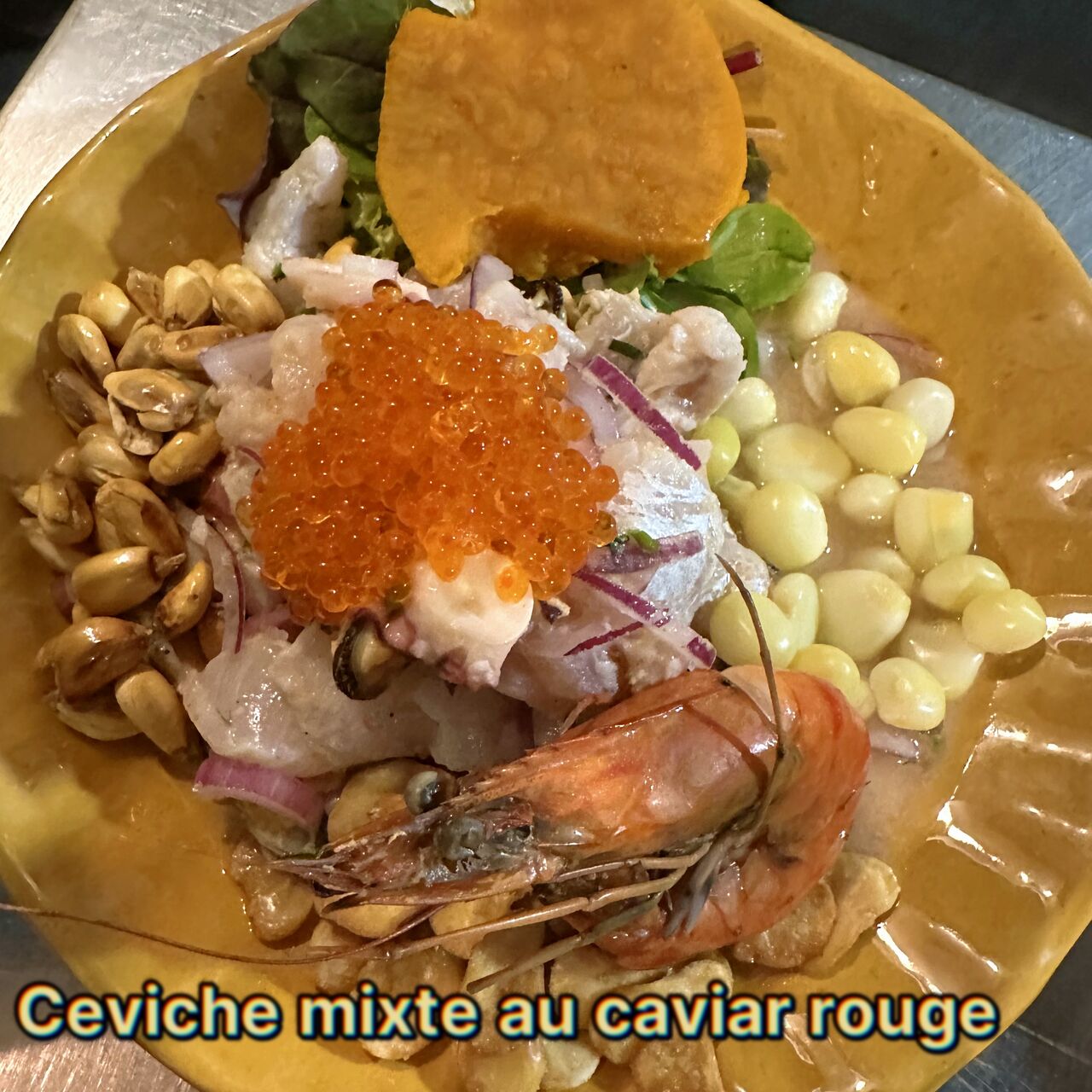 ceviche mixte au caviar rouge 