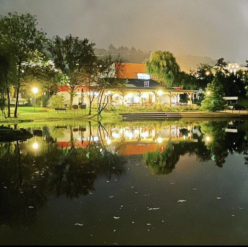 Gaststätte Goldbachsee mit Blick auf die Terrasse