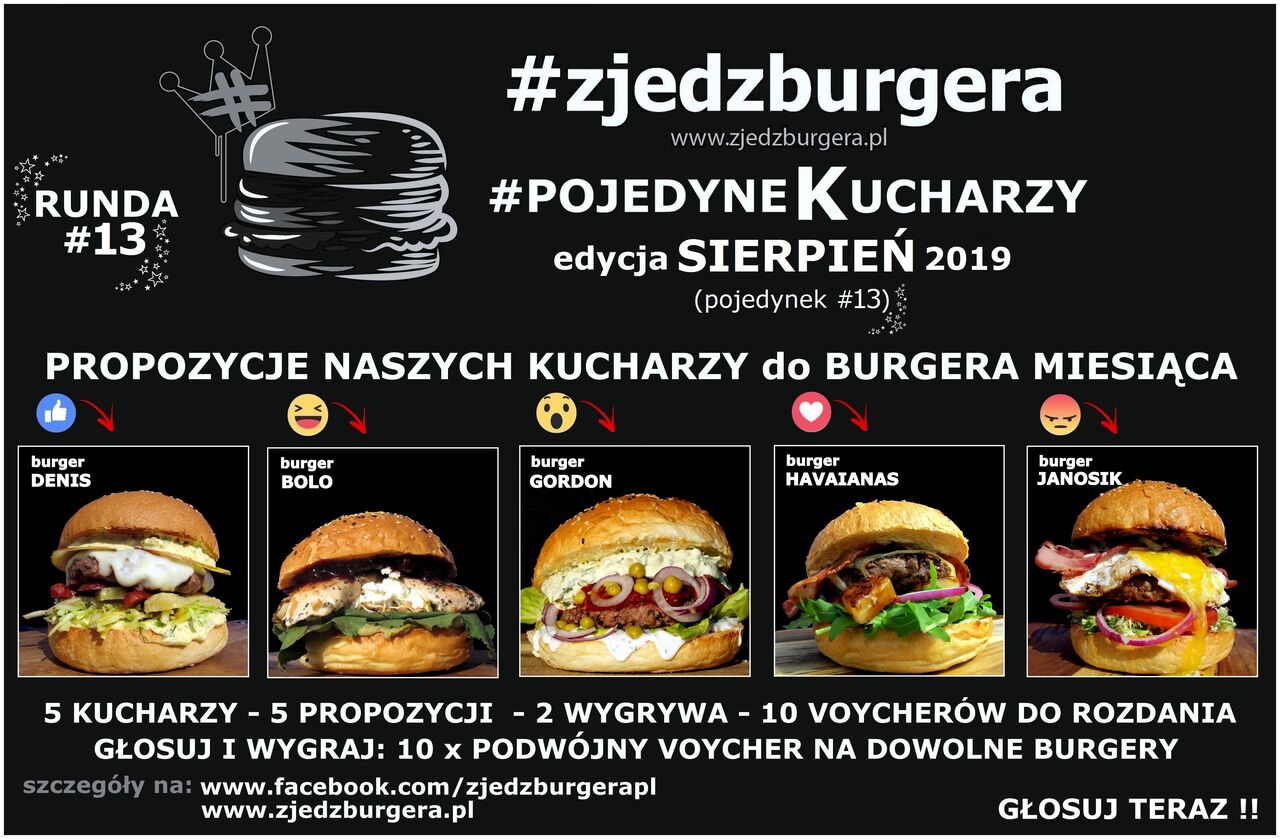 Bezpośredni link do KONKURSU tutaj: https://www.facebook.com/zjedzburgerapl/