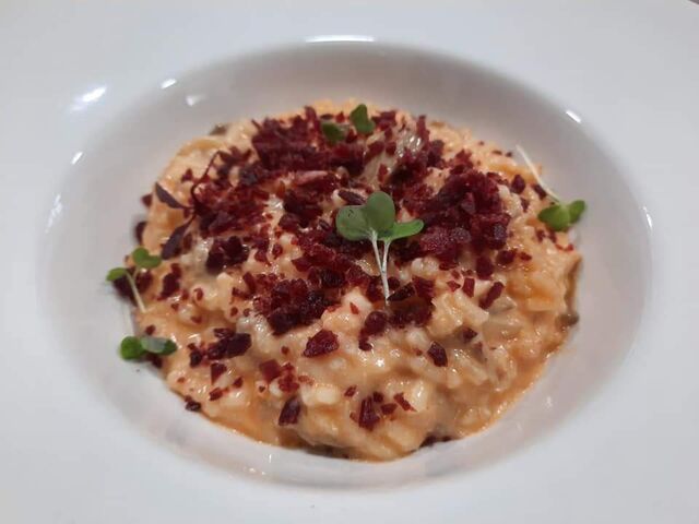 Risotto de boletus con cecina