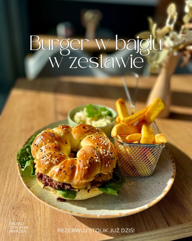 Burger w bajglu z soczystą wołowiną
