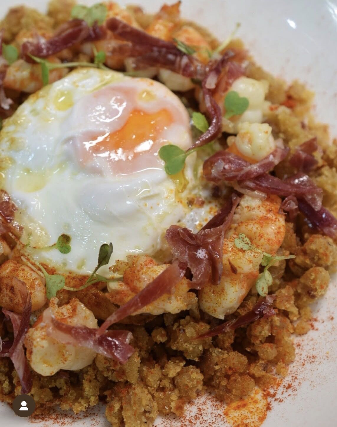 Migas con Langostinos y Jamón