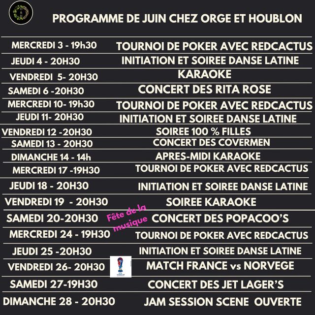 Programme de juin
