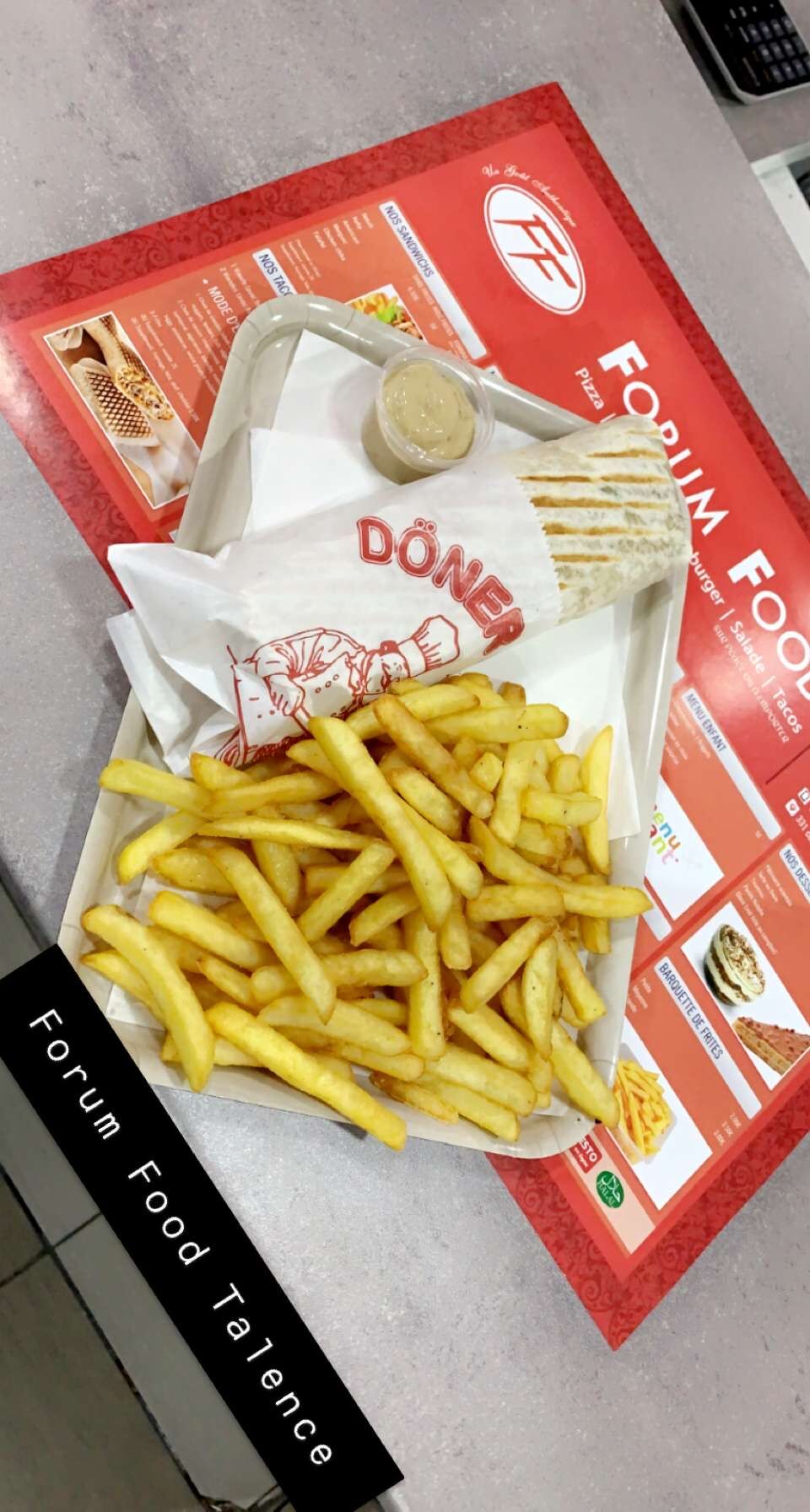 Kebab pain galette plus frites 