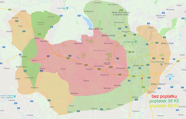 Mapa oblastí doručení