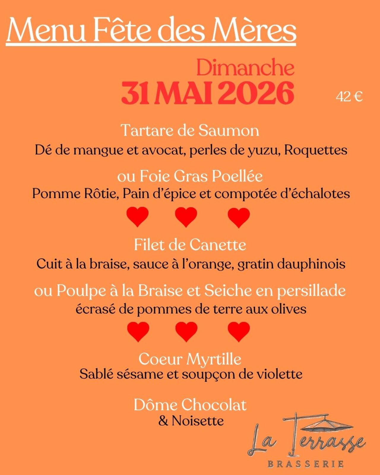 Menu Fête des Mères