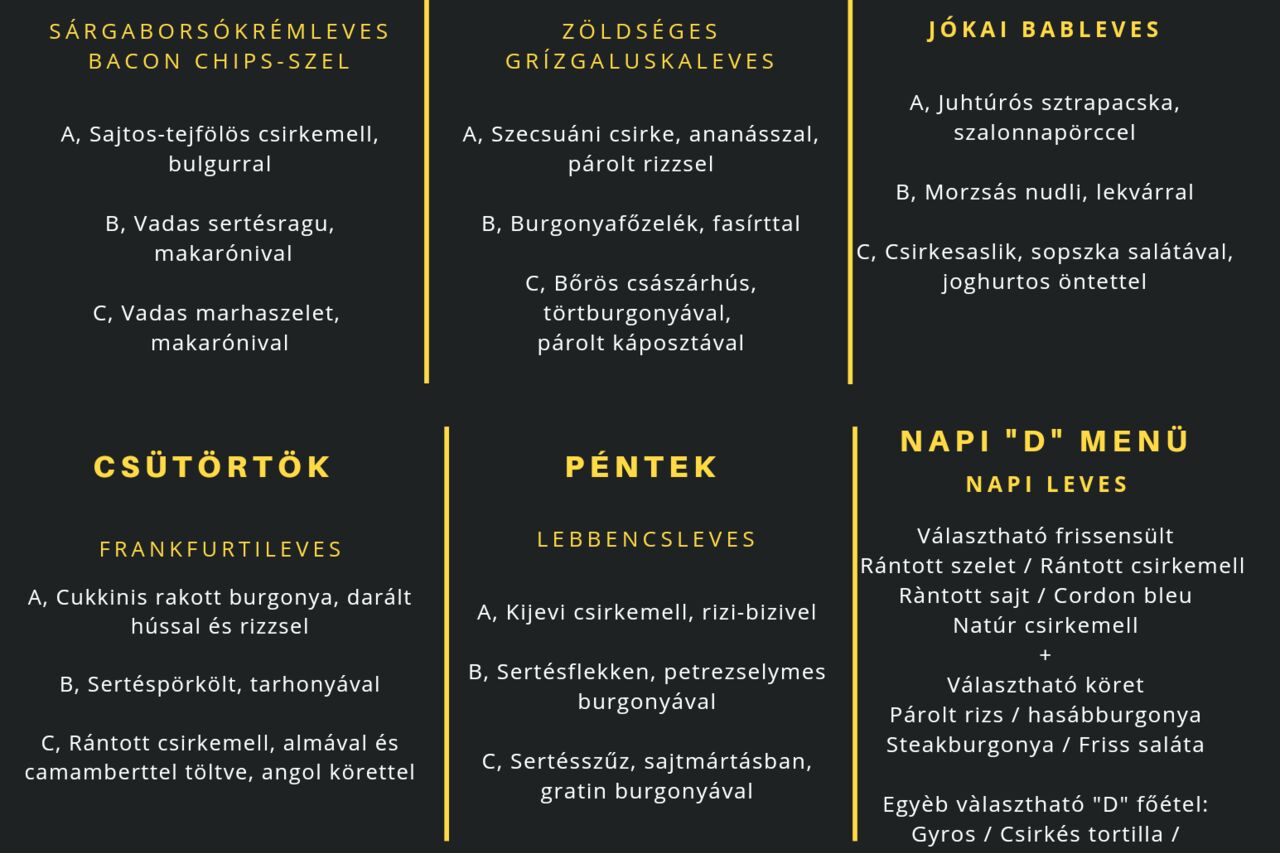 Cantin Étterem- menü kiszállítás