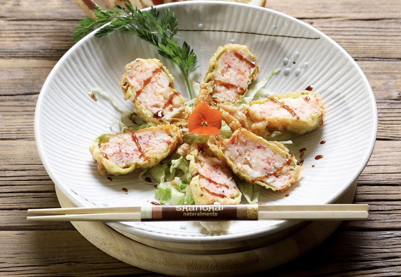 Fiori di zucca con gamberi