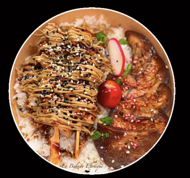 Poulet Yakitori aubergines