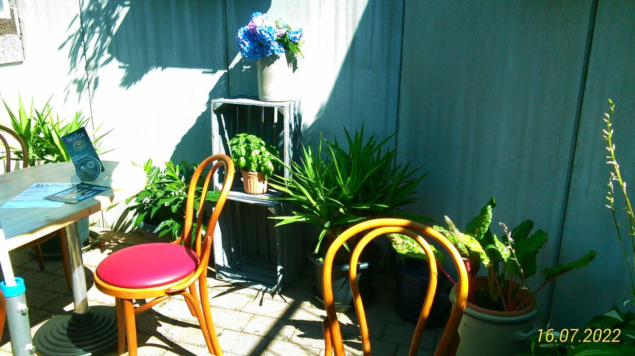 Gemütlich draußen sitzen und geniesen...
ein kühles GoldOchsen Bier oder leckere Speisen täglich frisch....