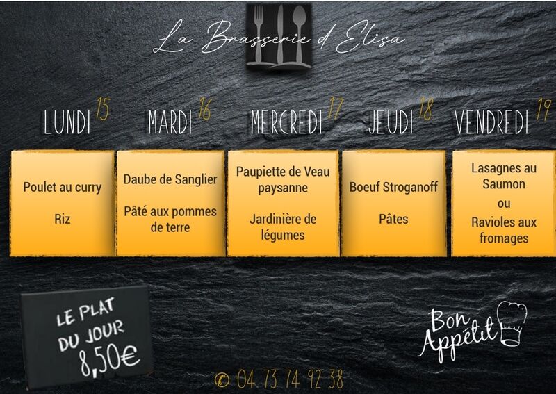 PLATS DU JOUR DE LA SEMAINE
