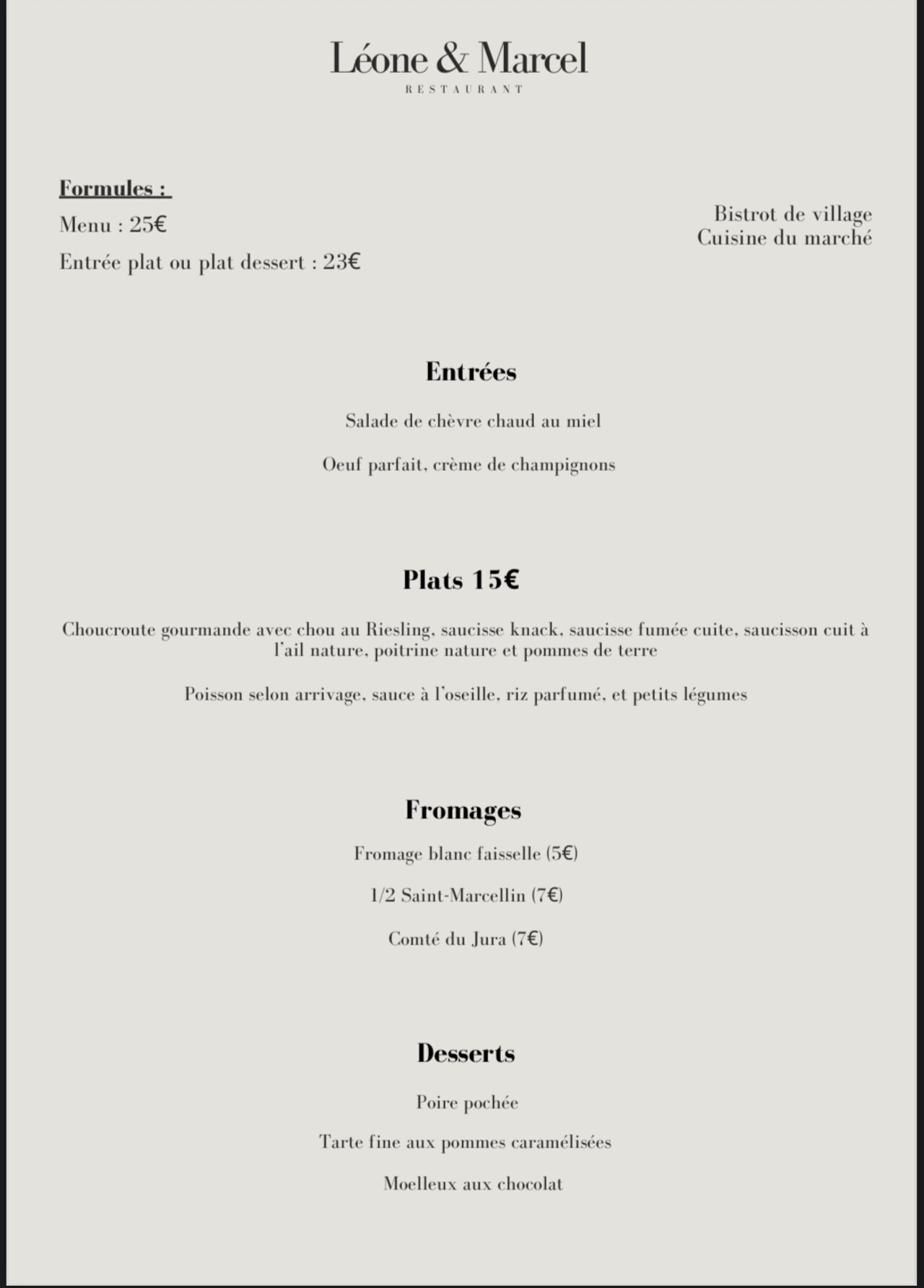 MENU DU 12 AU 16 JANVIER MIDI