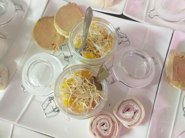 Verrine fromage blanc crevettes mangue