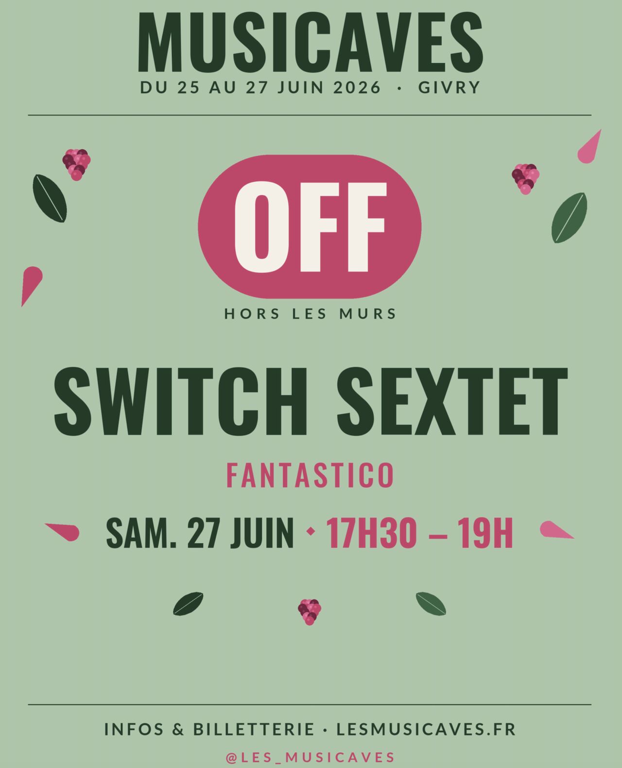 Concert OFF "Switch Sextet" 27.06 à 17 h 30