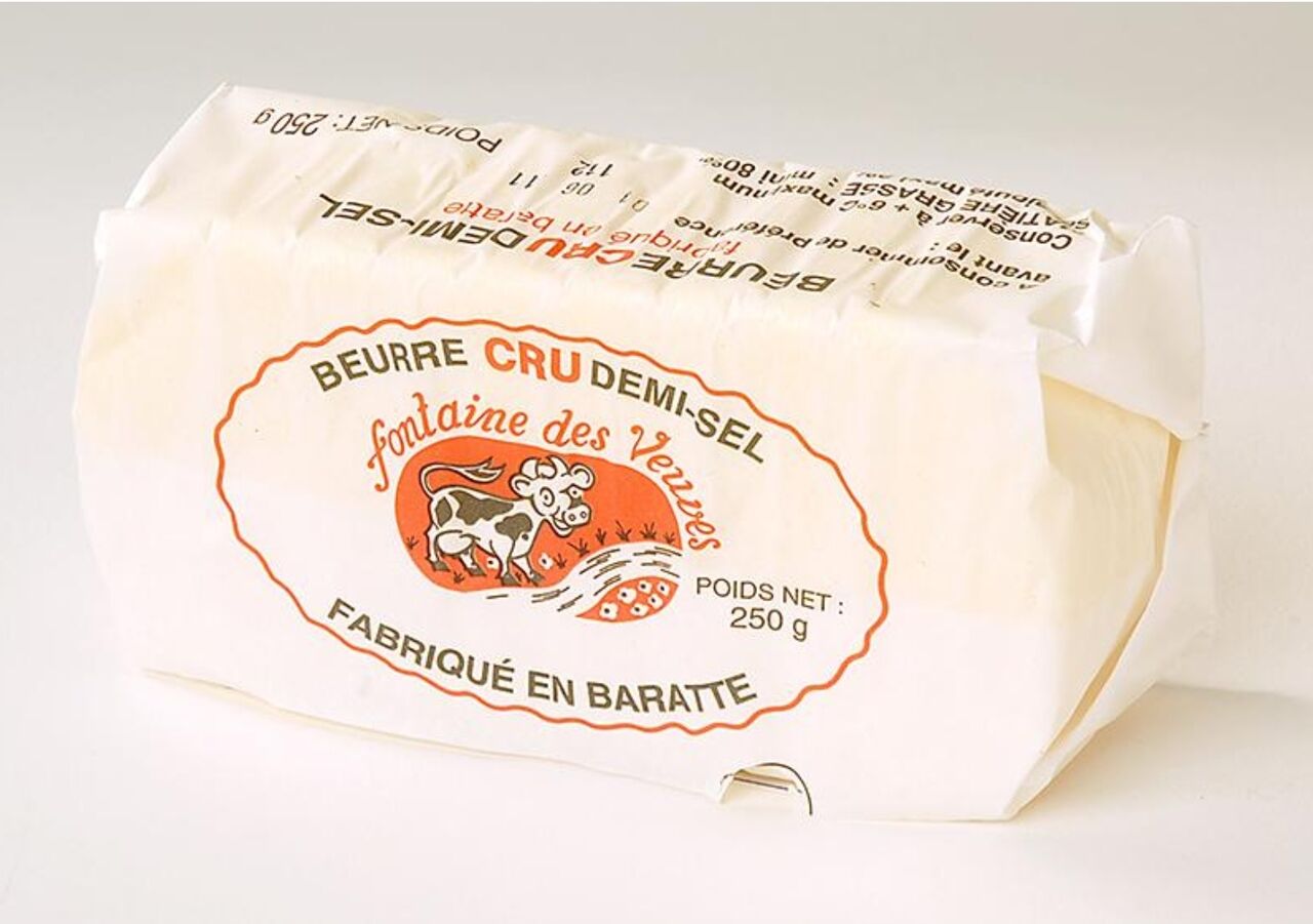 Beurre cru doux Fontaine des veuves - 250gr - 3,58€