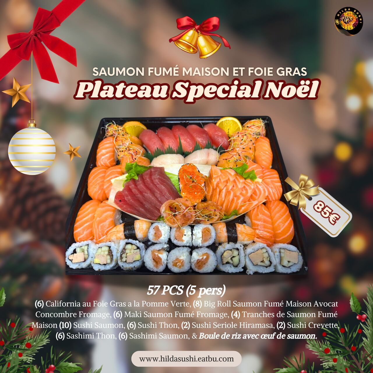 Plateau Spécial Noël 57 PCS ( x5 pers)